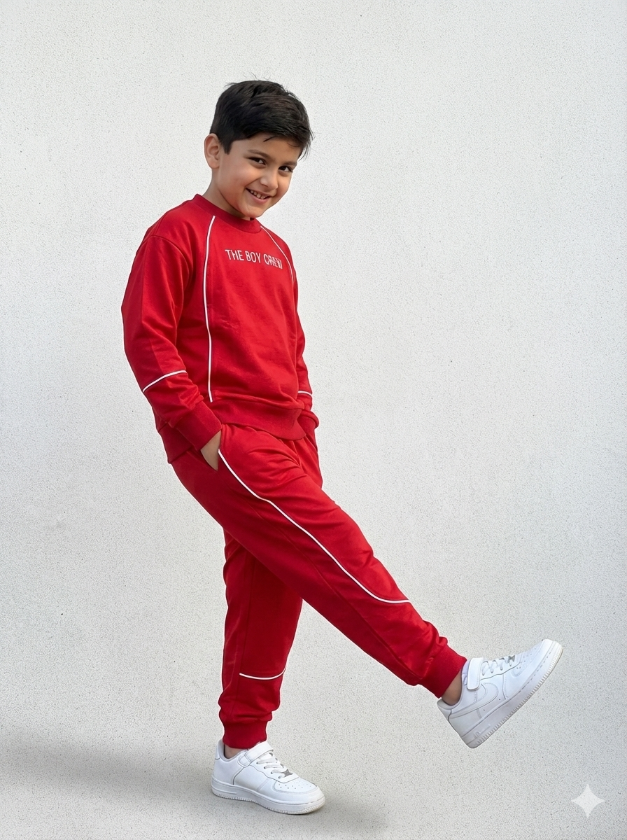 "The Boy Crew" Signature Red Sport Tracksuit