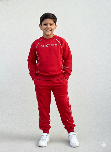 "The Boy Crew" Signature Red Sport Tracksuit