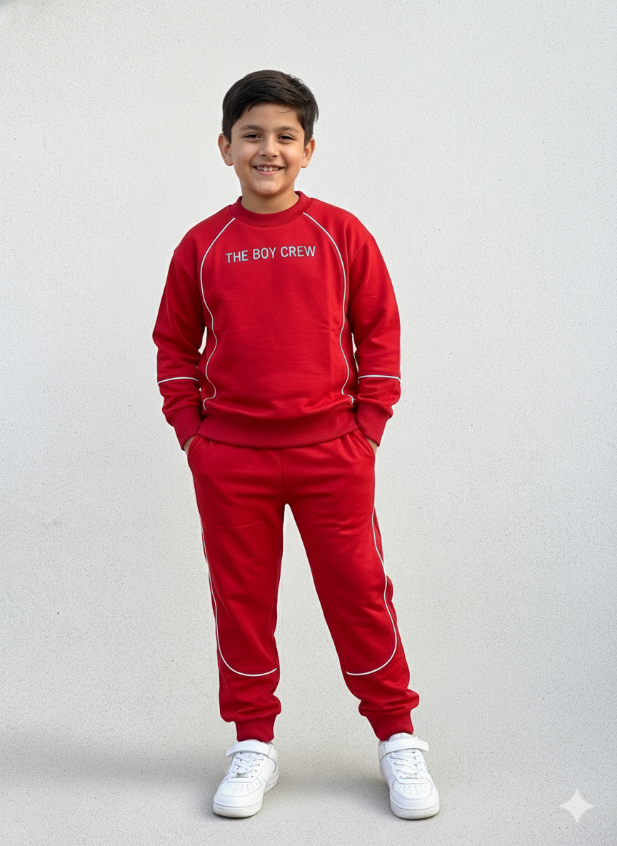 "The Boy Crew" Signature Red Sport Tracksuit