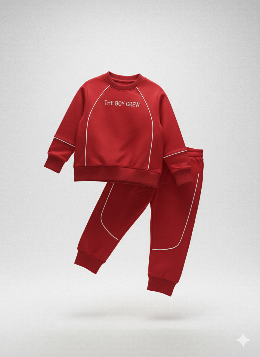 "The Boy Crew" Signature Red Sport Tracksuit